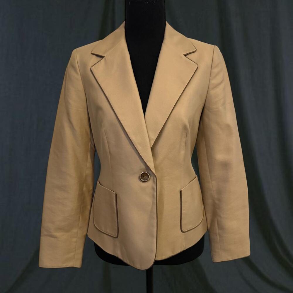 Tan blazer with single button